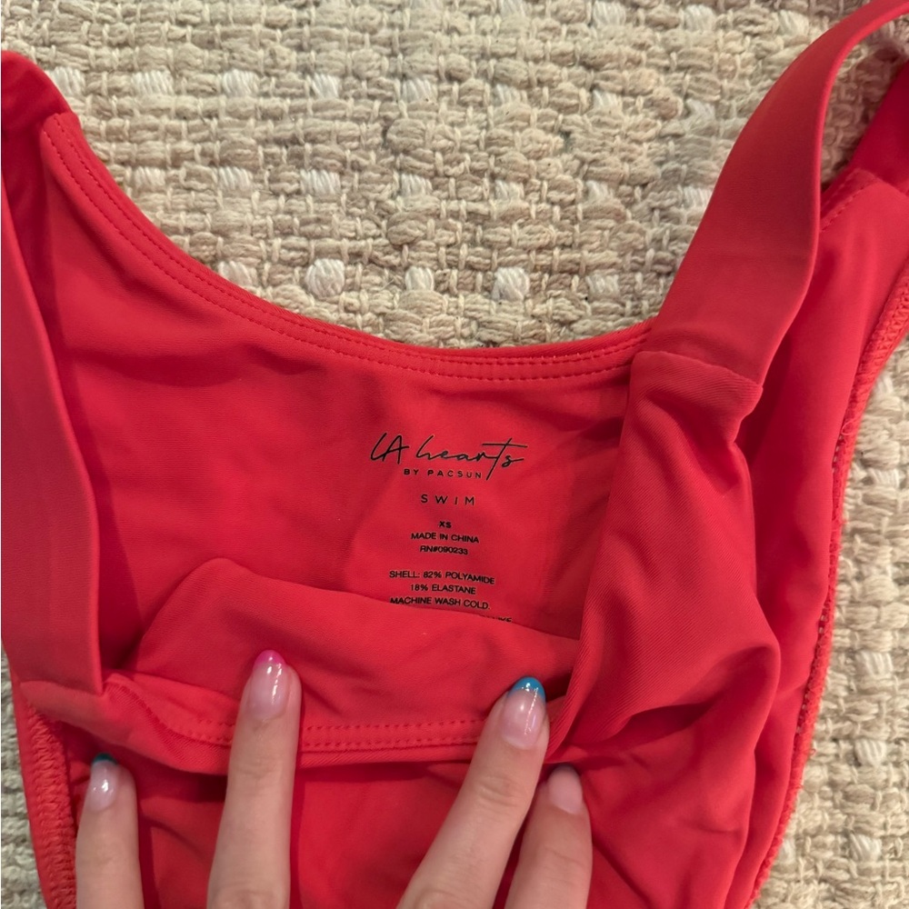 PacSun LA Hearts Vibrant Red Swimsuit - Picture 3 of 4